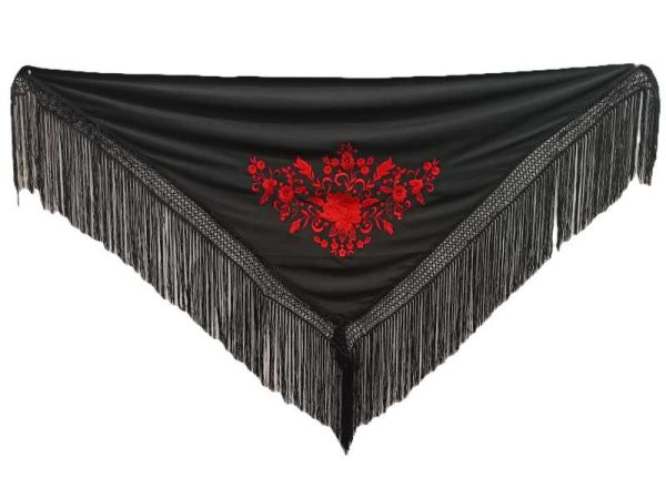 MANTON NEGRO FLOR ROJA